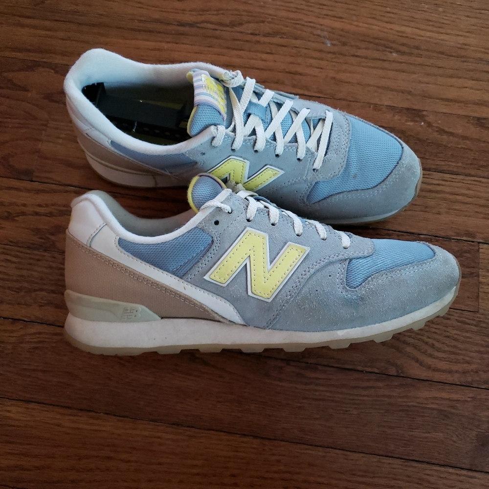 New Balance WL696HD Lace Up Sneakers, Blue/Beige/Yellow, Size 8